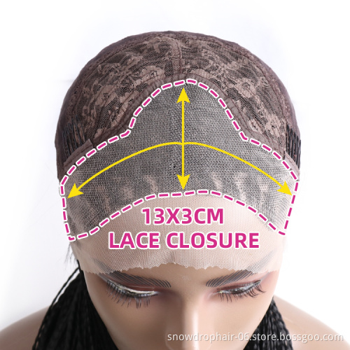 Synthetic Braids Lace Frontal Wig Headband Box Ghana Weaving Braided Wigs With Bangs Box Braided With Baby Hairs Lace Wigs